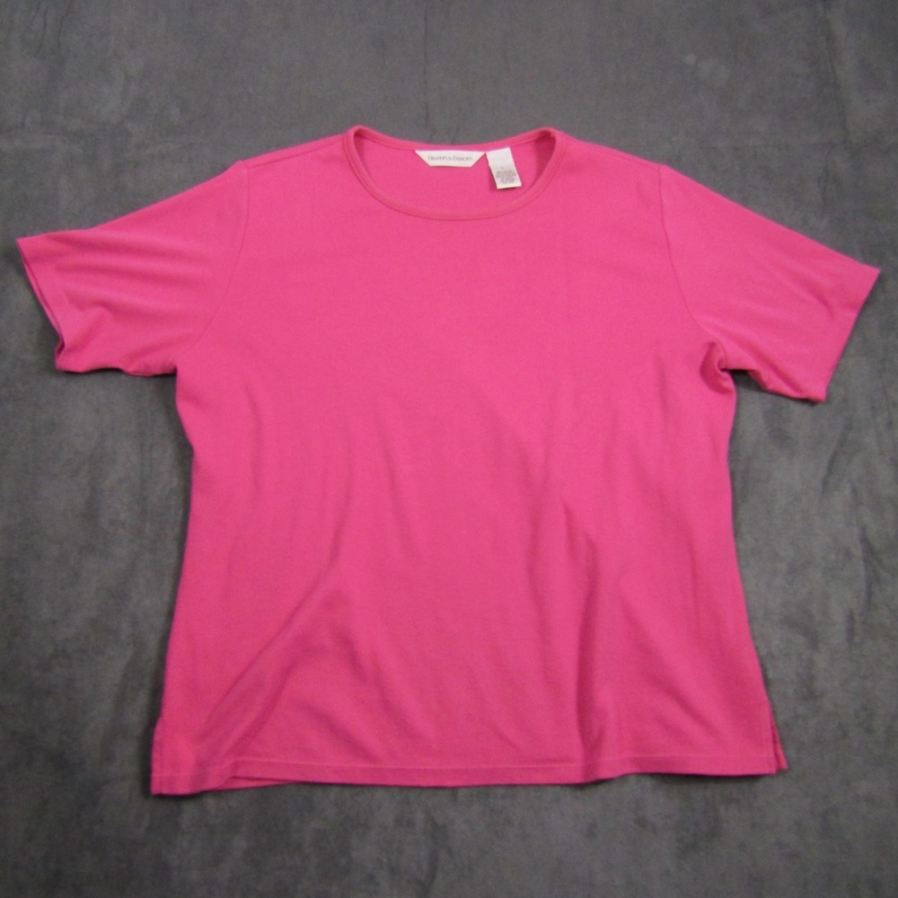 Draper's & Damon's Top Women Large Pink Short Sleeve Crew Neck Grannycore